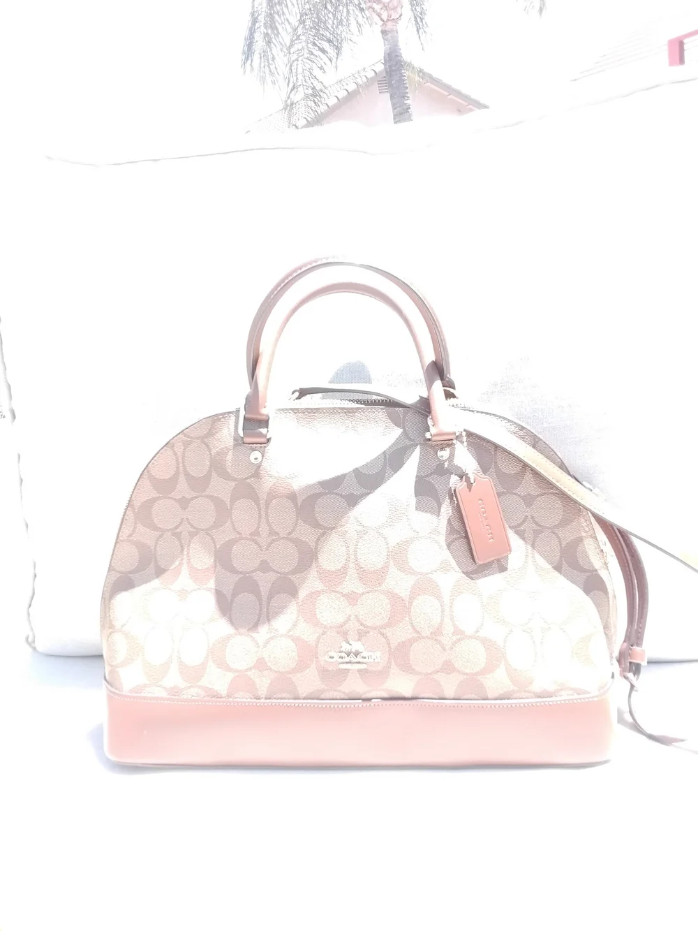 Coach Signature Dome Satchel in Beige/Tan